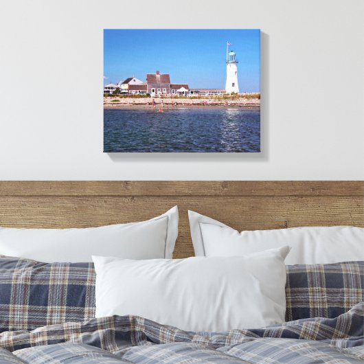 Scituate Lighthouse, Massachusetts Canvas Afdruk (Insitu (Slaapkamer))