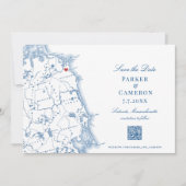 Scituate MA Kaart Elegante Navy Blue QR code (Voorkant)