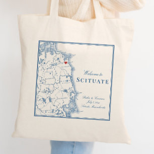 Scituate Massachusetts Kaart Elegant Bruiloft Welk Tote Bag