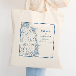Scituate Massachusetts Kaart Elegant Bruiloft Welk Tote Bag