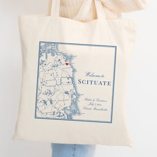 Scituate Massachusetts Kaart Elegant Bruiloft Welk Tote Bag