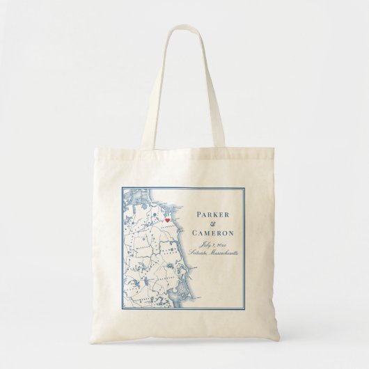 Scituate Massachusetts Kaart Elegant Bruiloft Welk Tote Bag (Voorkant)