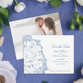 Scituate Massachusetts Kaart Elegant Navy Coastal