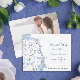 Scituate Massachusetts Kaart Elegant Navy Coastal