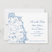 Scituate Massachusetts Kaart Elegant Navy Coastal (Voorkant)