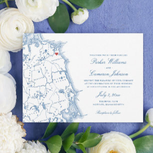 Scituate Massachusetts Kaart Elegant Navy Wedding