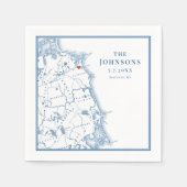 Scituate Massachusetts Kaart Elegante Achternaam Servet (Voorkant)