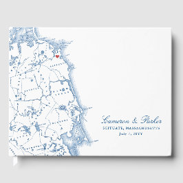Scituate Massachusetts Kaart Elegante Bruiloft Gastenboek