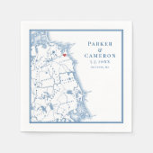 Scituate Massachusetts Kaart Elegante Bruiloft Servet (Voorkant)