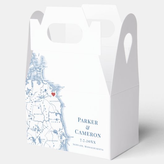 Scituate Massachusetts Trouwkaart Elegant Bedankdoosjes (Geopend)