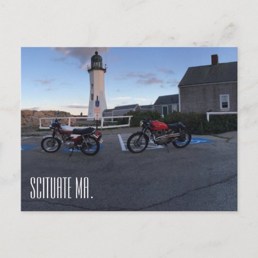 Scituate Massachusetts Vuurtoren & Moto Briefkaart (Voorkant)