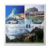 SCL003 SICILIË Mozaïek Etna Cefalu' Taormina Tegeltje (Voorkant)