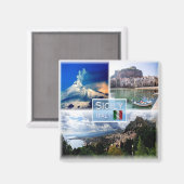 SCL003 SICILY Mosaic Etna Cefalu' Taormina Fridge Magneet (Voorkant / Achterkant)