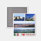 SCL052 SICILY I Love - Mosaic - Italy - Fridge Magneet (Voorkant / Achterkant)