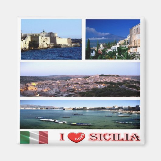 SCL052 SICILY I Love - Mosaic - Italy - Fridge Magneet (Voorkant)