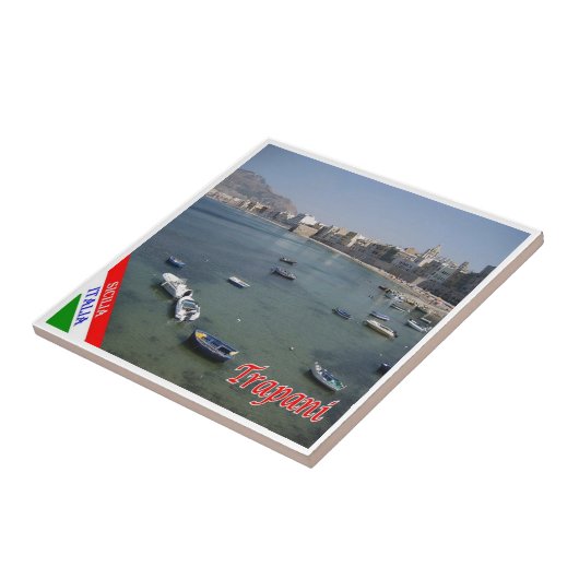 SCL056 TRAPANI, Panorama, Sicilië, Italië Tegeltje (Zijkant)