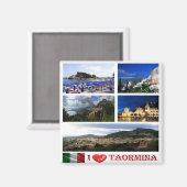 SCL059 TAORMINA, I Love, Mozaïek Sicilië, Koelkast Magneet (Voorkant / Achterkant)