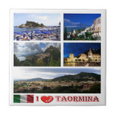 SCL059 TAORMINA, I Love, Mozaïek Sicilië, Tegeltje (Voorkant)