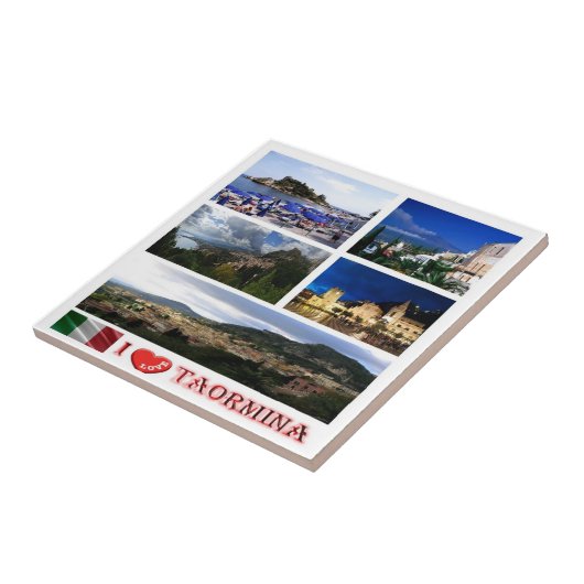 SCL059 TAORMINA, I Love, Mozaïek Sicilië, Tegeltje (Zijkant)