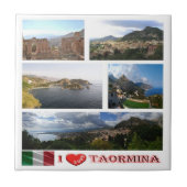 SCL062 TAORMINA I Love, Mozaïek, Sicilië, Tegeltje (Voorkant)