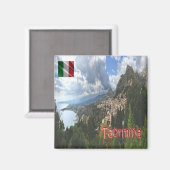 SCL066 TAORMINA, Uitzicht, Sicilië, Koelkast Magneet (Voorkant / Achterkant)