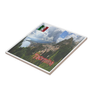 SCL066 TAORMINA, Uitzicht, Sicilië, Tegeltje