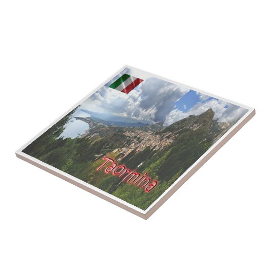 SCL066 TAORMINA, Uitzicht, Sicilië, Tegeltje (Zijkant)