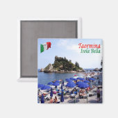 SCL067 TAORMINA, Isola Bella, Sicilië, Koelkast Magneet (Voorkant / Achterkant)