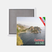 SCL068 TAORMINA, Isola Bella, Sicilië, Koelkast Magneet (Voorkant / Achterkant)