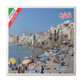 SCL083 CEFALU', Beach, Sicilië, Italië, Tegeltje (Voorkant)