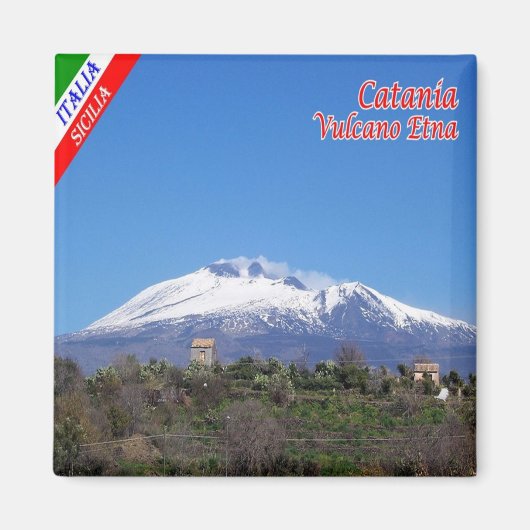 SCL088 CATANIA, Etna met sneeuw, Sicilië, Koelkast Magneet (Voorkant)