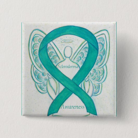 Scleroderma Angel Awareness Ribbon Pins Vierkante Button 5,1 Cm (Voorkant)