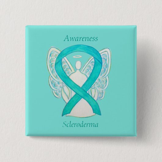 Scleroderma Angel Awareness Ribbon Pins Vierkante Button 5,1 Cm (Voorkant)