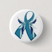 Scleroderma Awareness Blauwgroen Ribbon Round Butt Ronde Button 3,2 Cm (Voorkant)