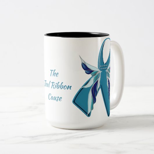 Scleroderma Awareness Blauwgroen Ribbon Want Mok (Voorkant rechts)