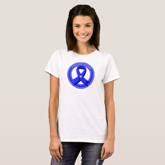 Scleroderma Awareness Blue Ribbon White Heart T-shirt (Voorkant volledig)