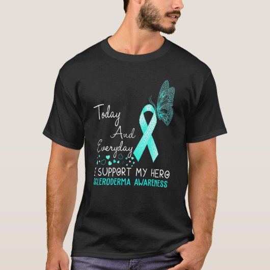 Scleroderma Awareness I Support My Hero Butterfly T-shirt (Voorkant)