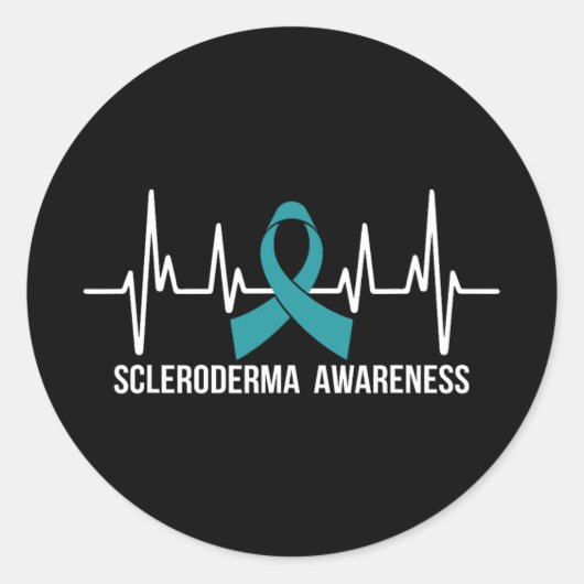 Scleroderma Awareness Month Blauwgroen lint hartsl Ronde Sticker (Voorkant)