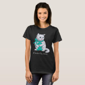 Scleroderma Awareness Month Teal Ribbon Cat T-shirt (Voorkant volledig)