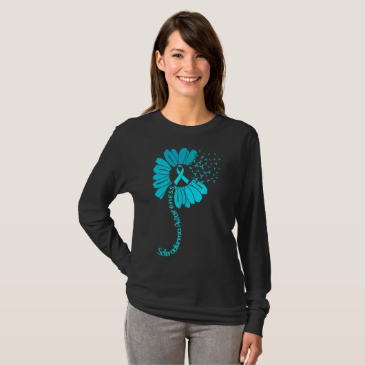 Scleroderma Awareness Ribbon Sunflower T-shirt (Voorkant volledig)