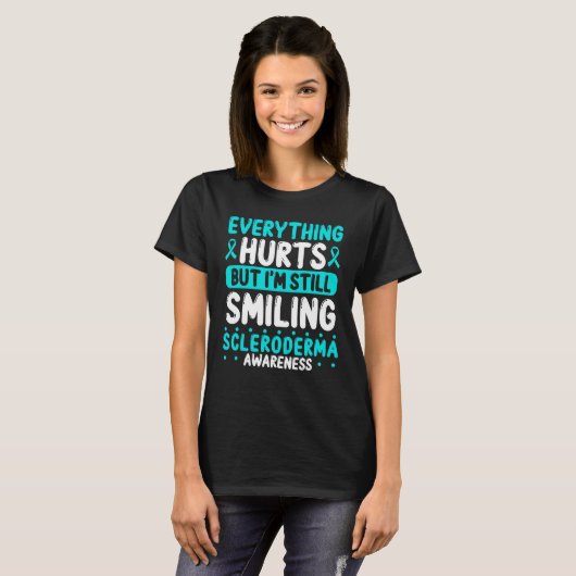 Scleroderma Awareness Teal Ribbon Warrior T-shirt (Voorkant volledig)