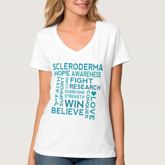 Scleroderma Awareness Word Cloud Support T-shirt (Voorkant)