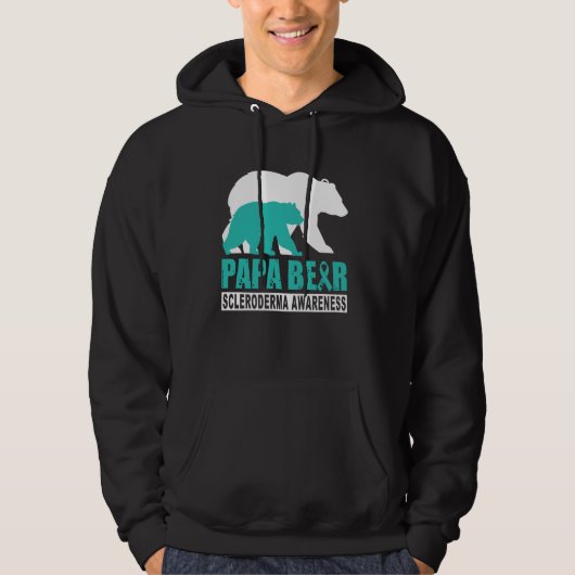 Scleroderma Bewustzijn Papa Beer Blauwgroen Onders Hoodie (Voorkant)