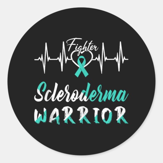 Scleroderma Bewustzijn Warrior Heartbeat Fight Bla Ronde Sticker (Voorkant)