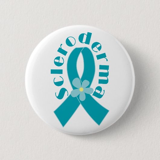 Scleroderma Blauwgroen Awareness Ribbon Button (Voorkant)