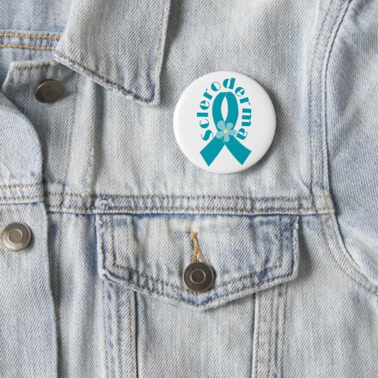 Scleroderma Blauwgroen Awareness Ribbon Button (In situ)