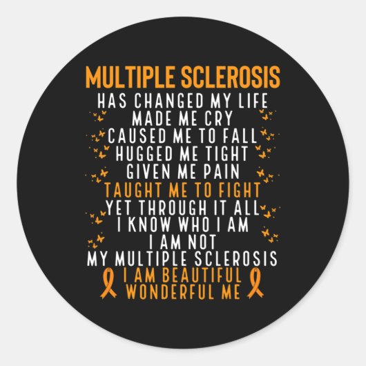 Sclerose Awareness Survivor Cure Fight MS Warrior Ronde Sticker (Voorkant)