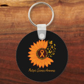 Sclerose Bewustzijn Lint Bloem MS Vlinder Sleutelhanger (Voorkant)