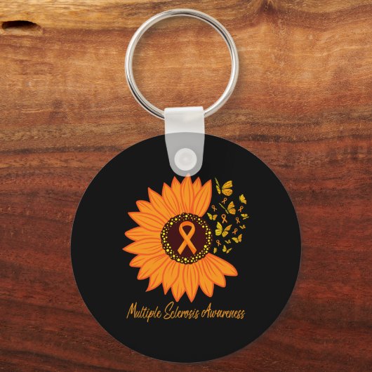 Sclerose Bewustzijn Lint Bloem MS Vlinder Sleutelhanger (Voorkant)