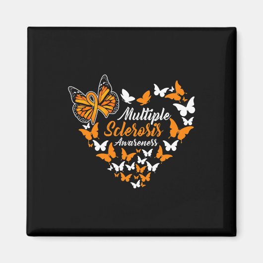 Sclerose bewustzijn MS Oranje lintvlinder Magneet (Voorkant)